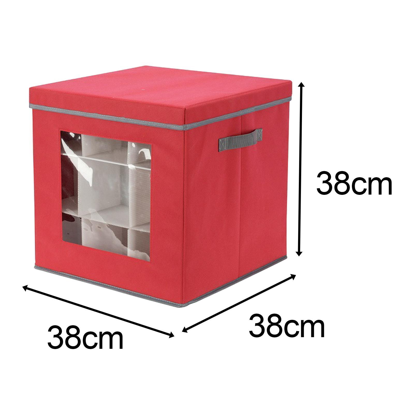 Christmas Ball Storage Box Foldable Clear Compartment Christmas Tree Decorations Organizer with Lid with Handle Durable Container for Xmas