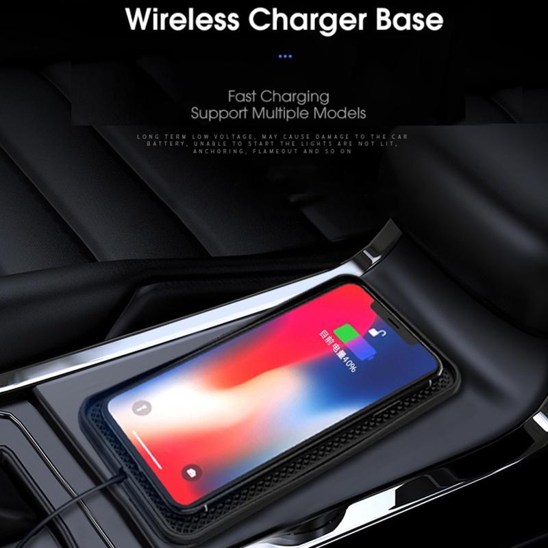 Đế sạc nhanh điện thoại không dây Qi 10W có đệm chống sốc dùng trong xe hơi văn phòng mẫu mới loại tốt