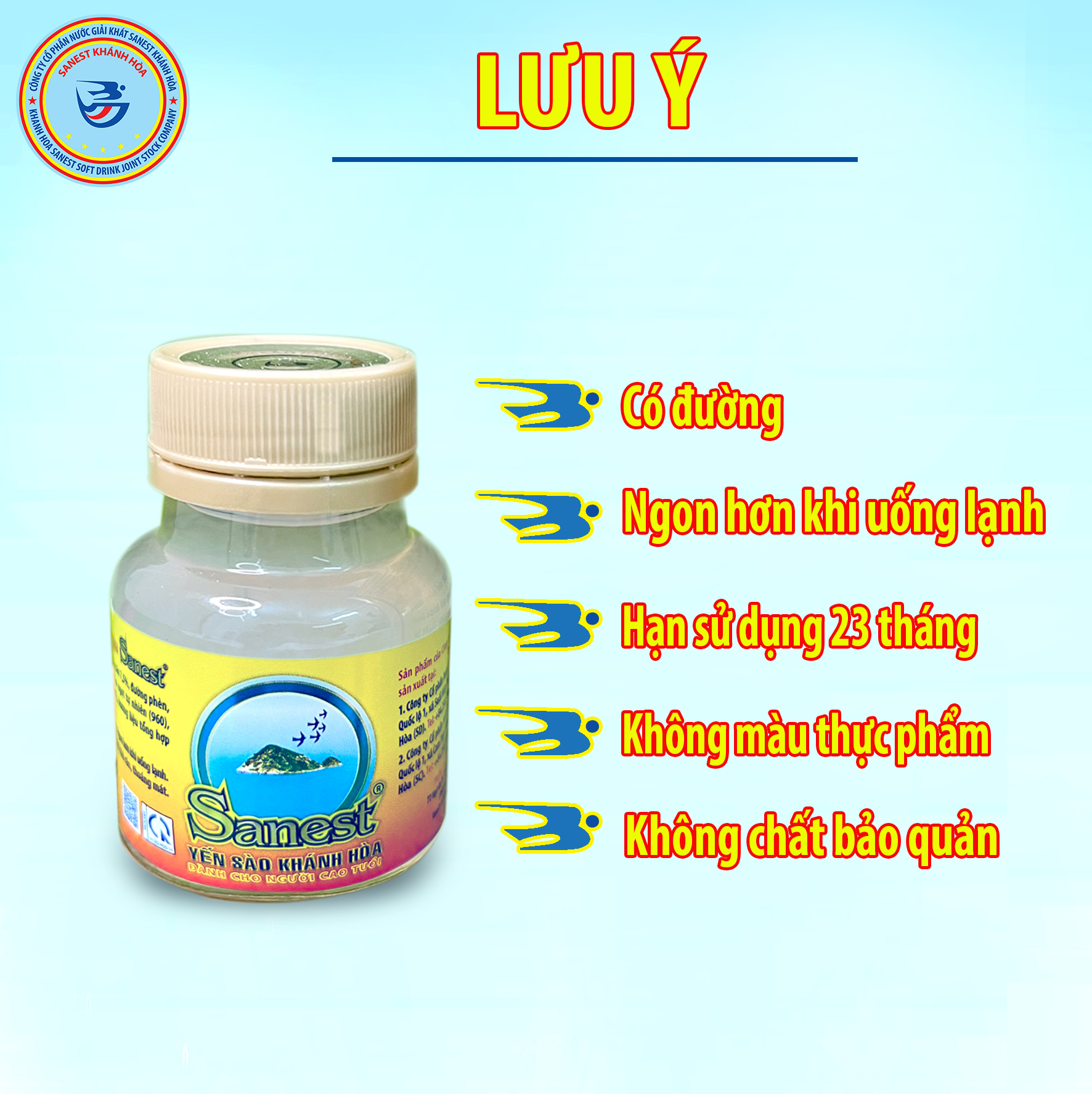 [Combo 10 lọ] Nước Yến sào Khánh Hòa Sanest dành cho người cao tuổi có đường đóng lọ 70 ml