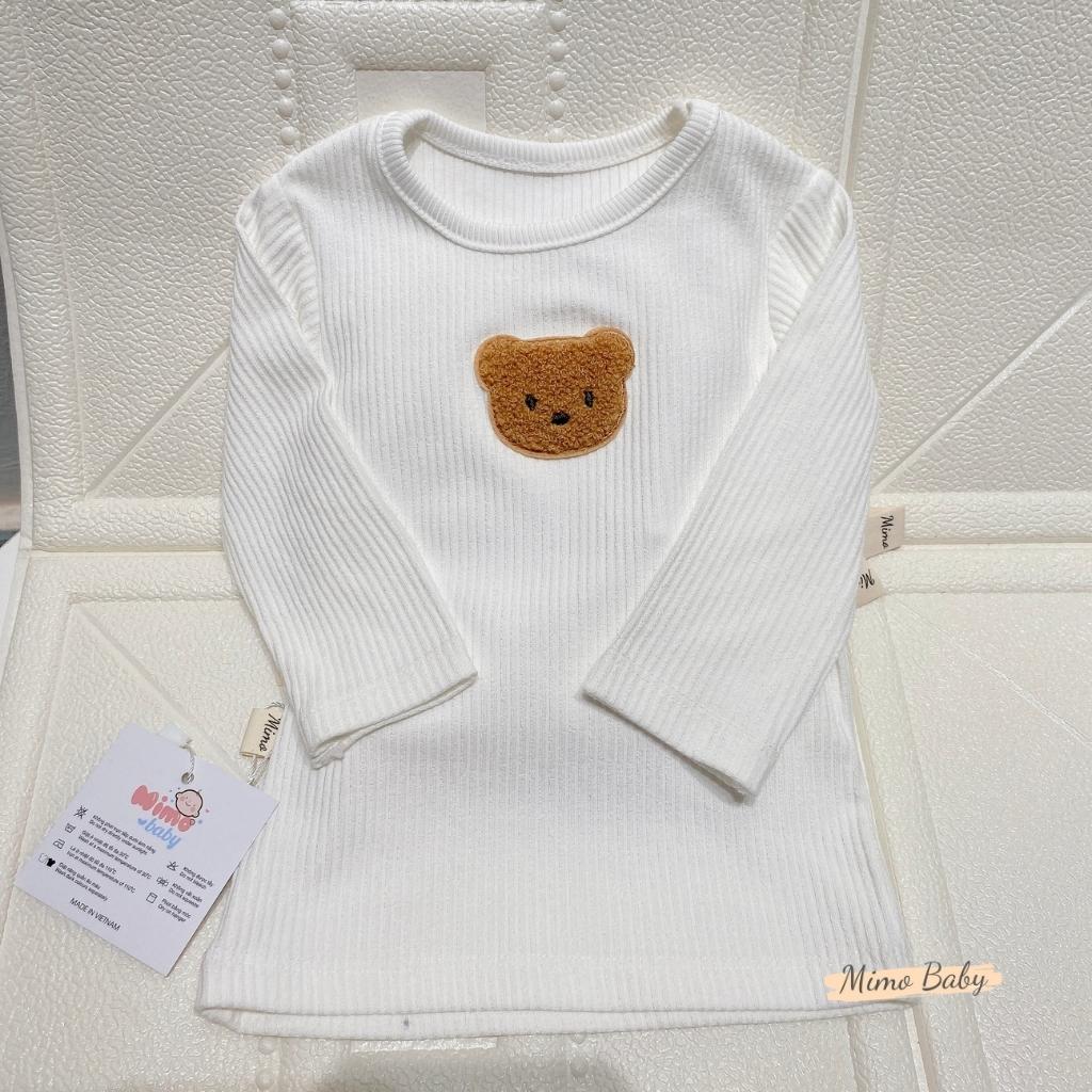 QA32 Áo cotton dài tay đính gấu dễ thương cho bé Mimo Baby