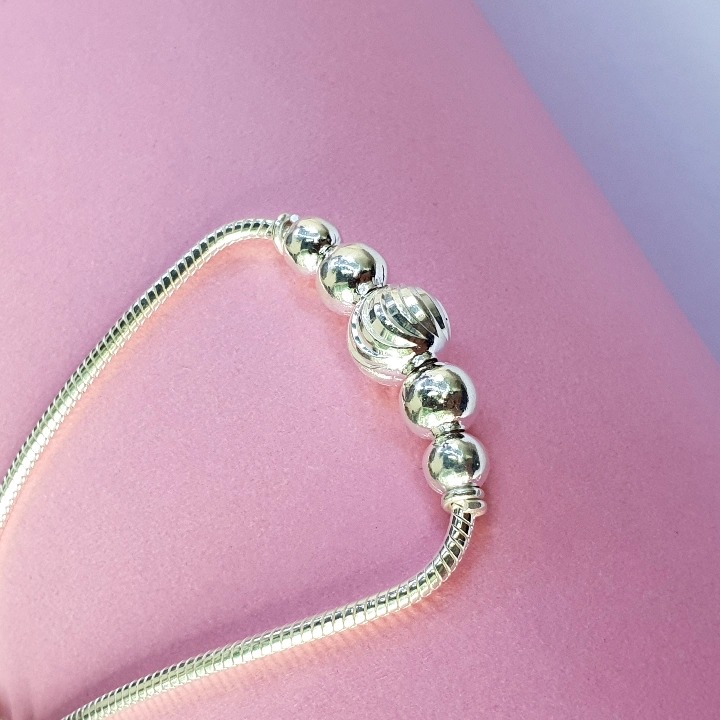 Lắc Tay Lắc Chân Bé Yêu - Sợi mì mix bi tròn xinh xắn đơn giản - Bảo Hành Vĩnh Viễn Bạc Hiểu Minh LTE528