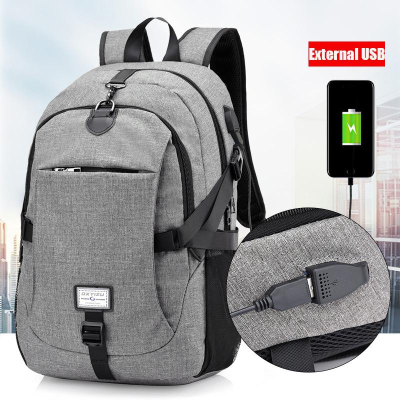 Ba Lô Nam Kinh Doanh Du Lịch Chuyến Đi Laptop Sạc USB Giao Diện Đơn Giản Bên Ngoài Túi Daypacks Nam Giải Trí Công Suất Lớn