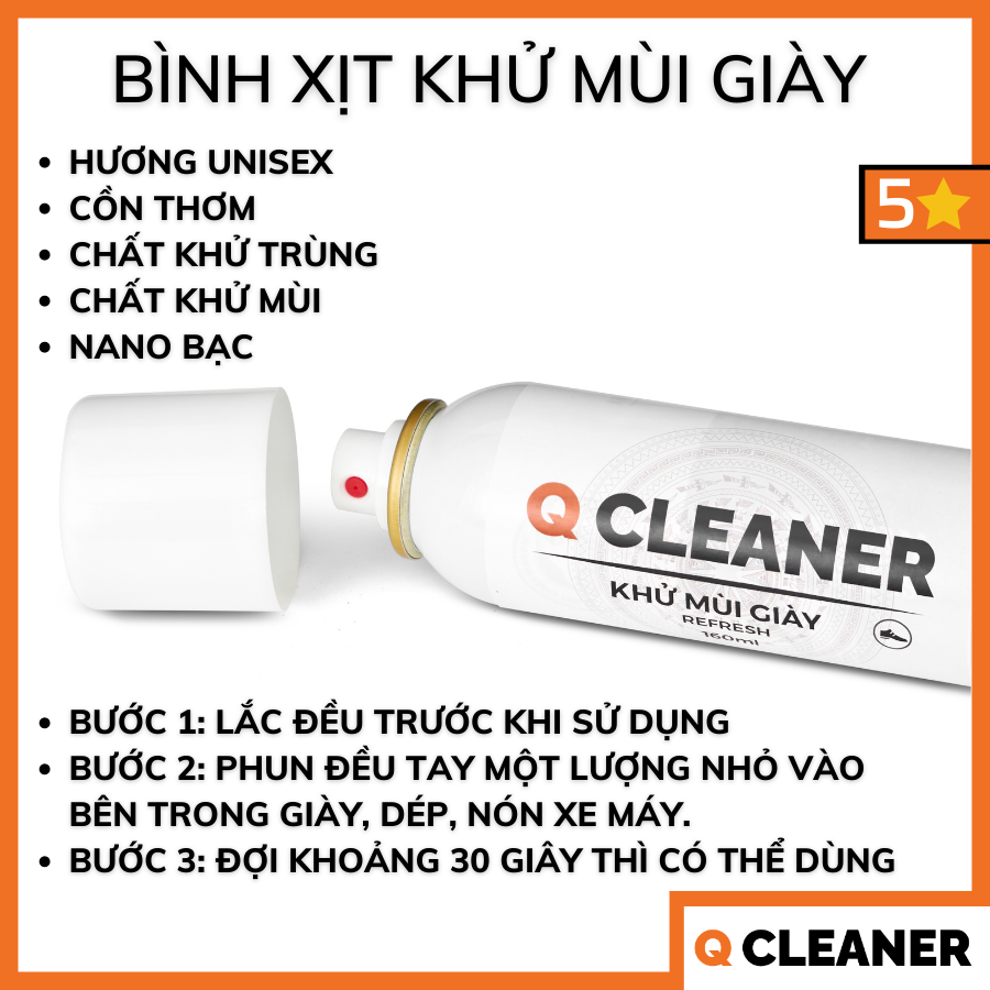 Bình xịt khử mùi giày 160ML Q Cleaner