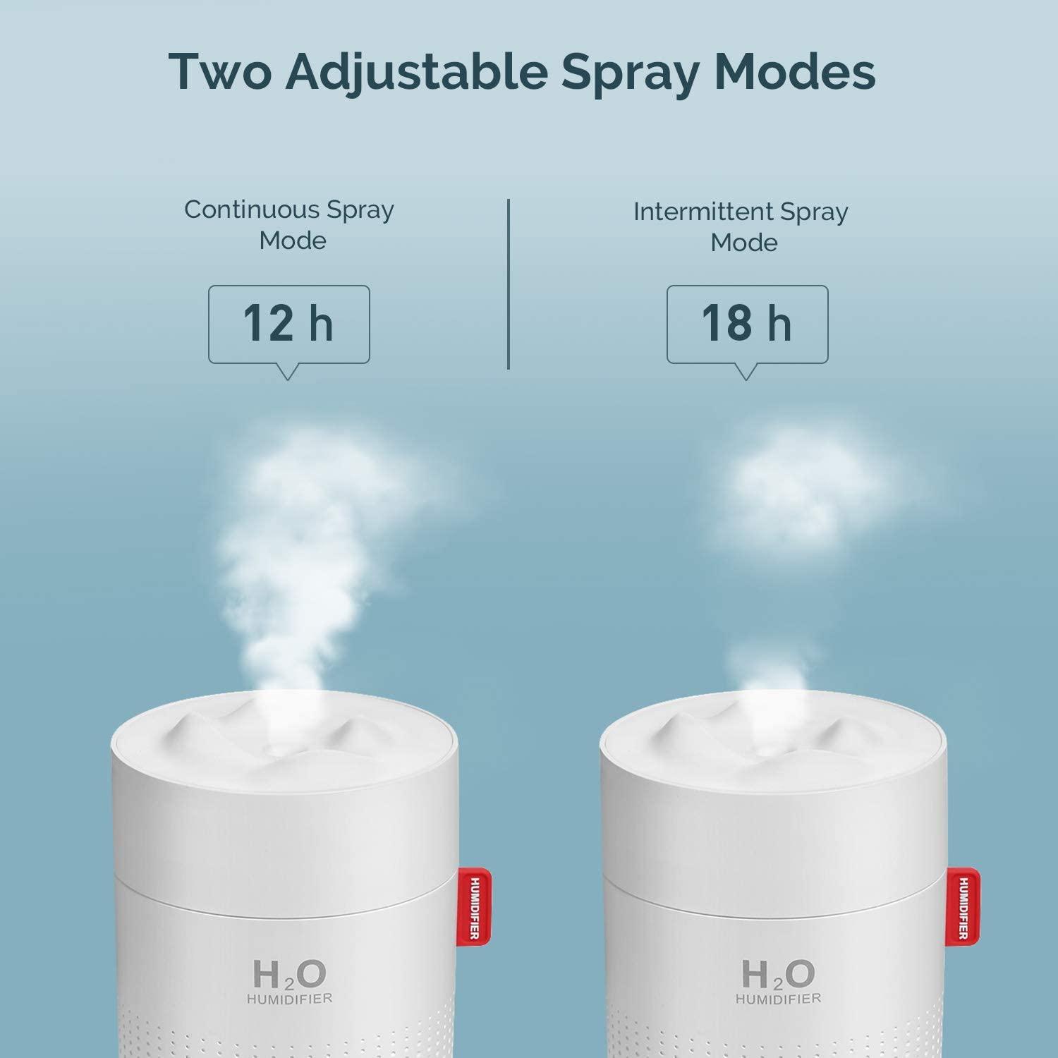USB Sạc Máy Phun Sương Tạo Độ Ẩm 450Ml Cool Mist Không Khí Ẩm Mini Di Động Đèn LED 2000MAh Pin Không Dây Êm Xe Hơi