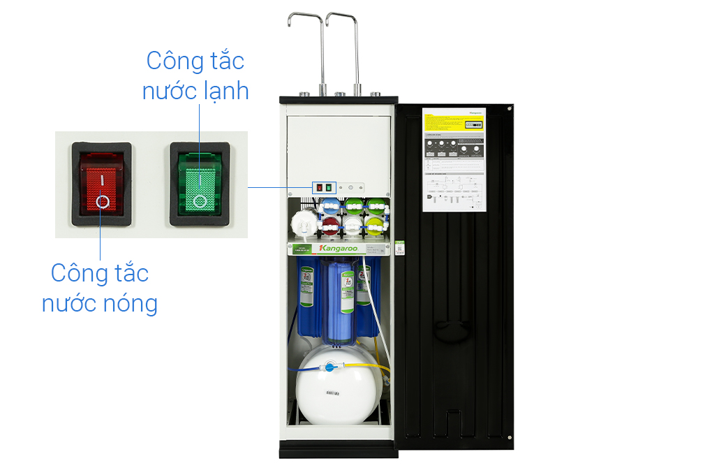 Máy lọc nước RO nóng nguội lạnh 10 lõi Kangaroo KG10A18 - HÀNG CHÍNH HÃNG - GIAO TOÀN QUỐC
