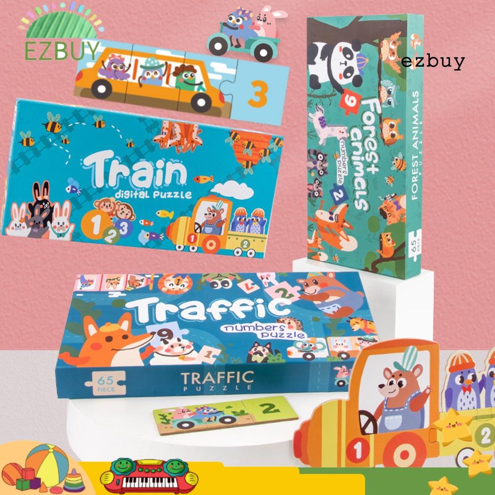 EY-Wooden Number Cartoon Traffic Scene Puzzles Intelligence Development Kids Toys