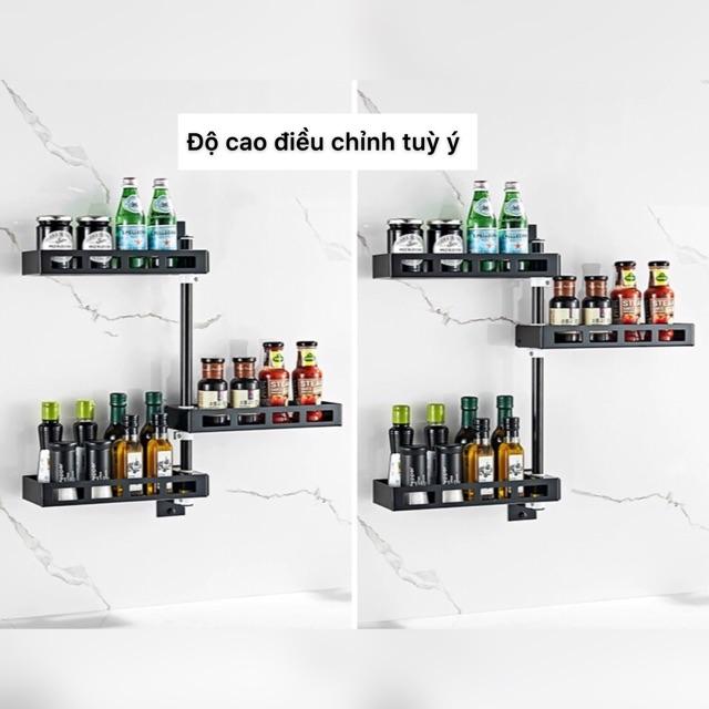 Kệ gia vị xoay 180 độ, kệ dán tường , kệ inox Sơn tĩnh điện, kệ để đồ nhà bếp phong cách hiện đại