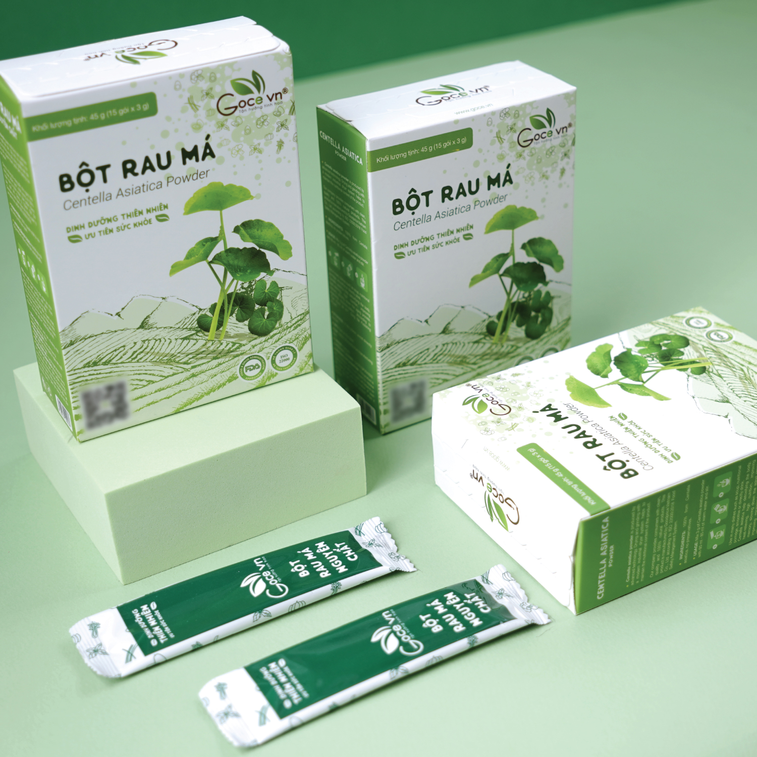 Bột rau má nguyên chất Goce - 45g (15 gói x 3g) ST