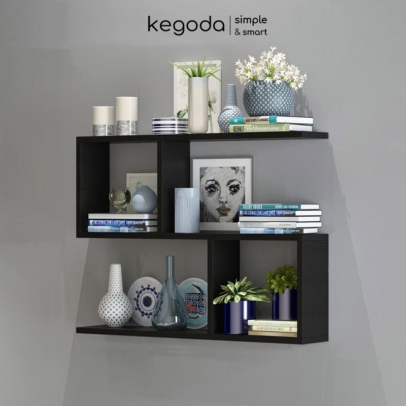 Kệ Gỗ Treo Tường 3 Tầng Dài 80cm Không Cần Khoan, Tặng Kèm Phụ Kiện Thuong Hiệu KEGODA KT61