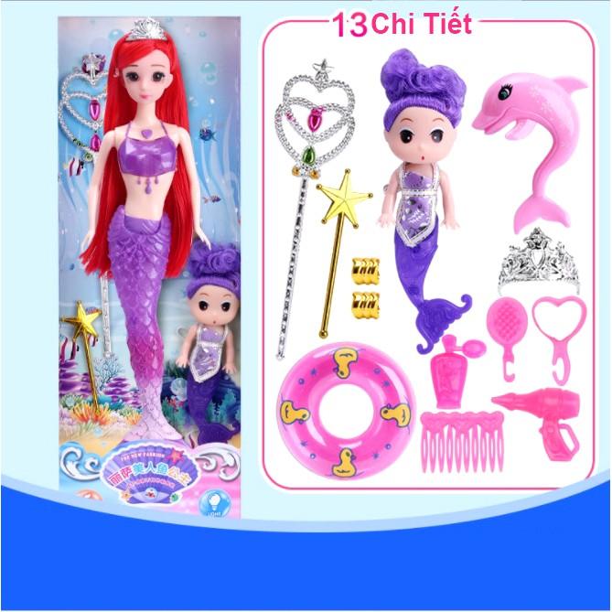 Hộp Đồ Chơi Búp Bê Tiên Cá Phát Sáng 13 Chi Tiết