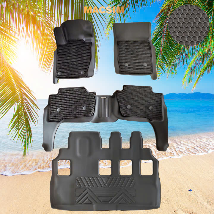 Thảm 2 lớp (sd3) dạng lưới lục giác cho Mitsubishi Pajero Sport 2015- nay  bề mặt cao su siêu sạch nhãn hiệu Macsim