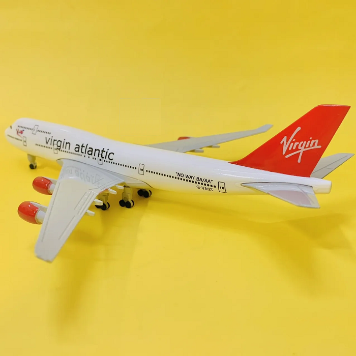 Mô hình máy bay tĩnh B747 Virgin Atlatic 20cm có bánh xe