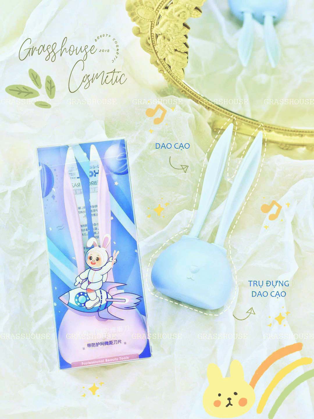 Bộ Dao cạo Tỉa Lông Mày hình thỏ dễ thương 2 Bộ Lưỡi Dao Cạo Lông Mày Bền Chống Xước Mịn