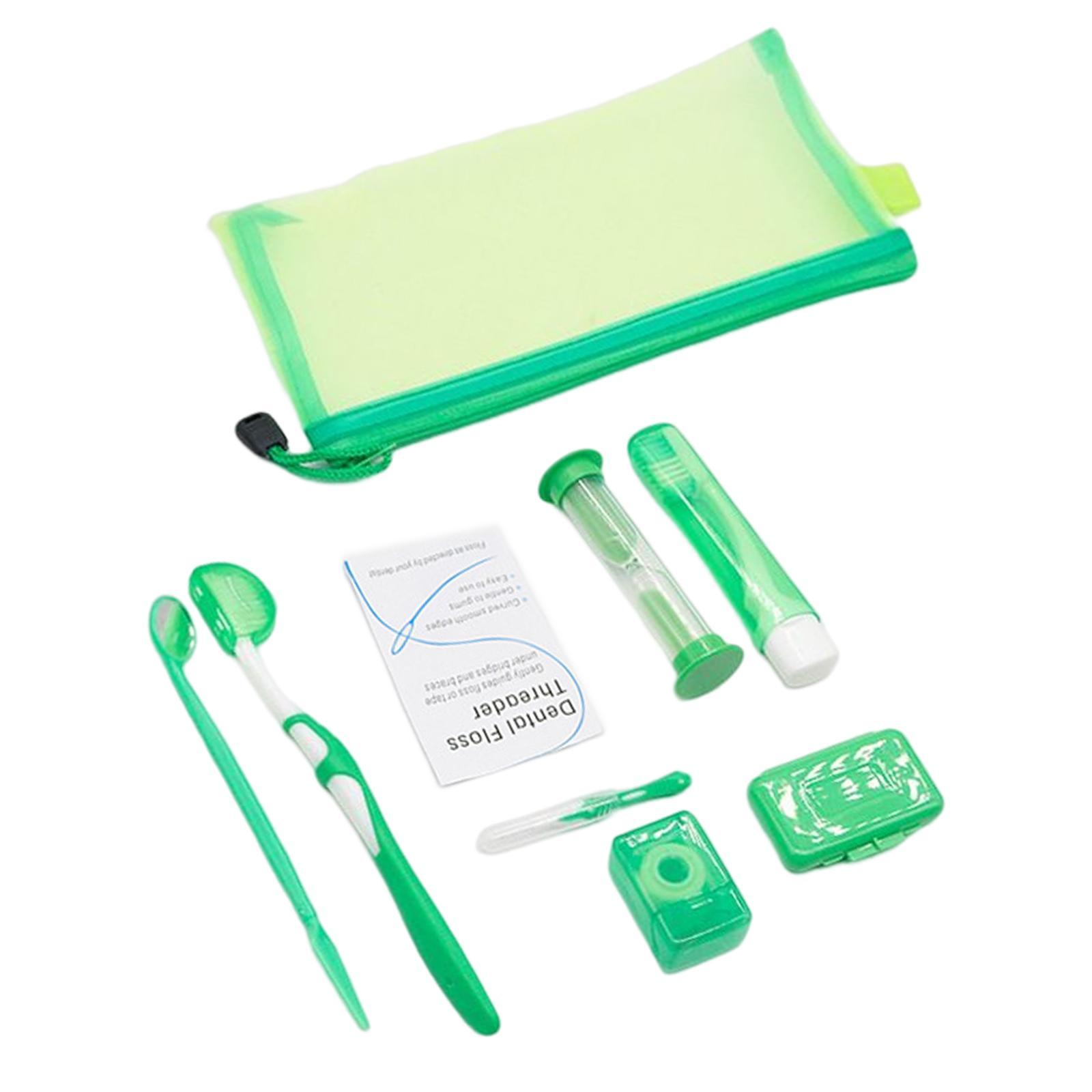 8Pcs  Care Kit Mouth Mirror Waxing Hourglass Timer  Cleaning Green