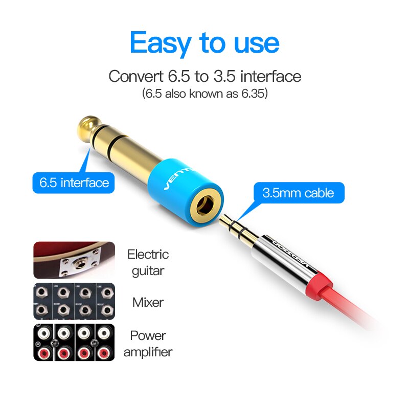 Đầu chuyển Audio 6.5mm sang 3.5mm Vention VAB-S01-L - Hàng chính hãng