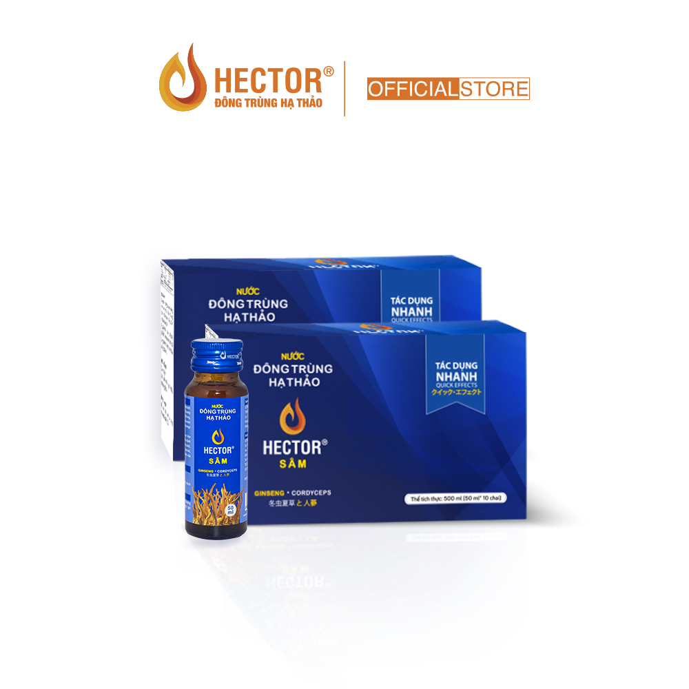 Bộ 2 Hộp 10 Chai Nước Uống Đông Trùng Hạ Thảo HECTOR Sâm tăng cường đề kháng, bồi bổ cơ thể (20x50ml)