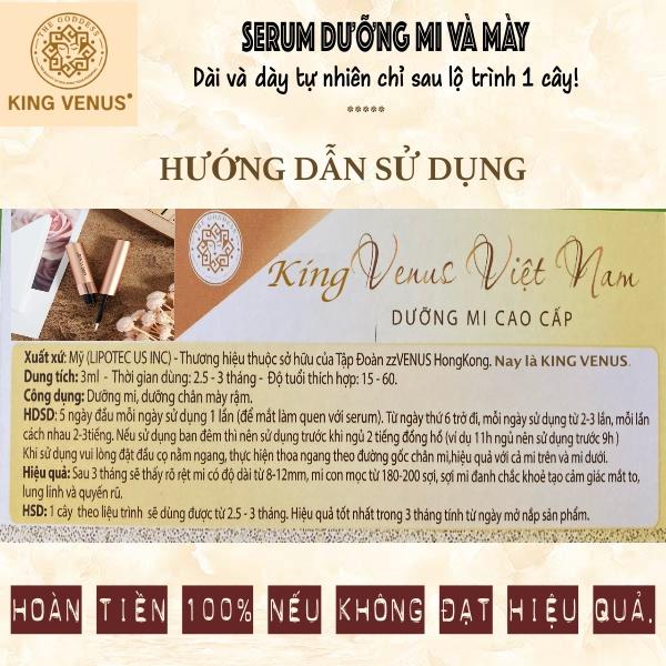 Combo 02 Serum Dưỡng Mi và Mày King Venus: Cung cấp dưỡng chất nuôi dưỡng lông mi và mày. Dưỡng mi dài và dày chỉ sau liệu trình 1 cây. Cam kết hoàn tiền nếu không hiệu quả