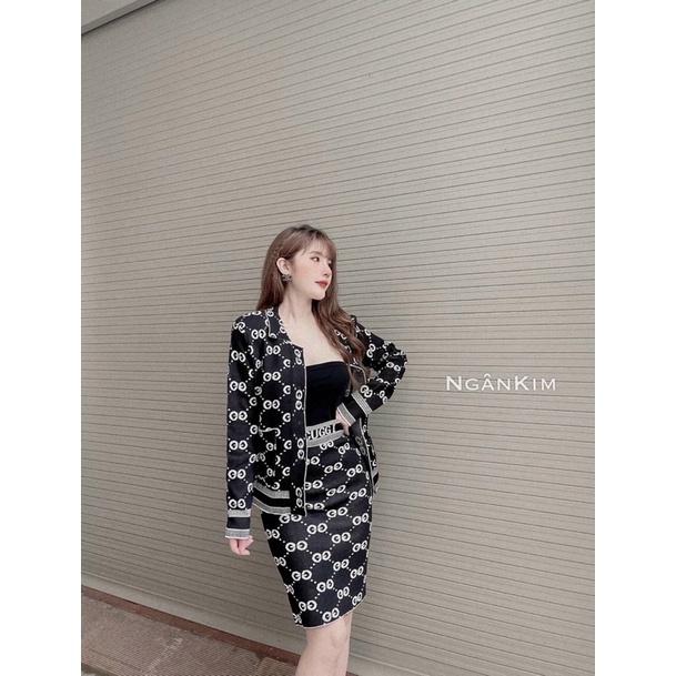 Set áo len + chân váy bút chì hàng QC cao cấp