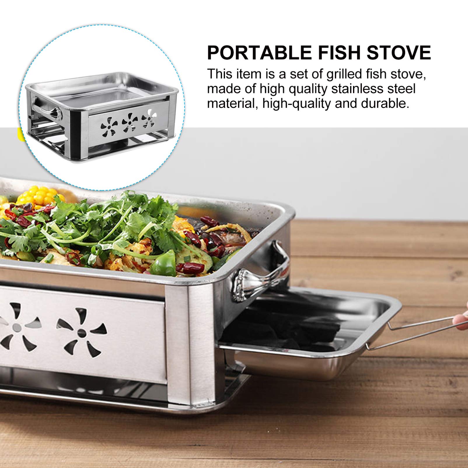 Bếp nướng than tại nhà thép không rỉ Stainless Steel Fish Grill Stove, Portable Barbecue Stove