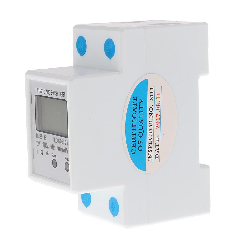 LCD DIN-Rail Type Hour Single Phase 2 Wire Energy Meter AC 220V