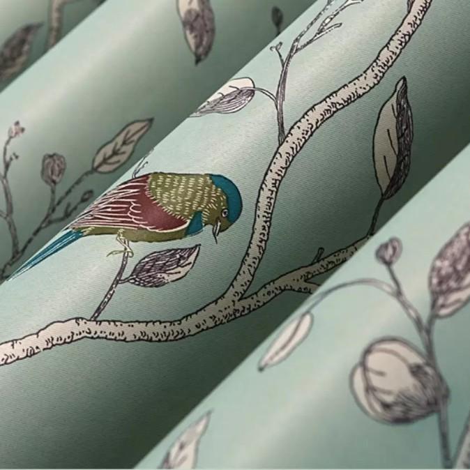 Rèm vải họa tiết chim đậu cành cây (nhiều size)