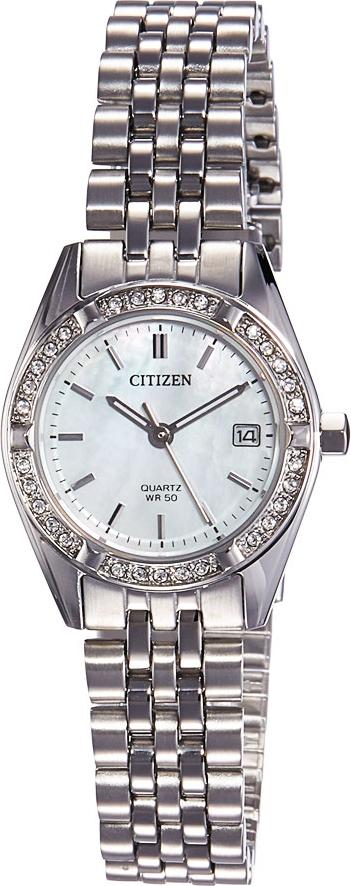 Đồng Hồ Nữ Citizen Pin-Quartz Đính Đá Swarovski Dây Thép Không Gỉ EU6060-55D - Mặt Xà Cừ (26mm)