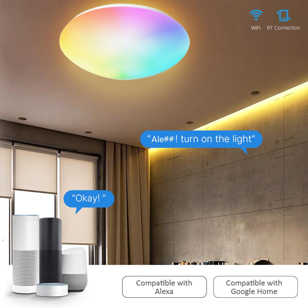 Đèn trần Wi-Fi thông minh treo tường 14 inch 18W 2700K-6500K có thể thay đổi màu nhiều màu