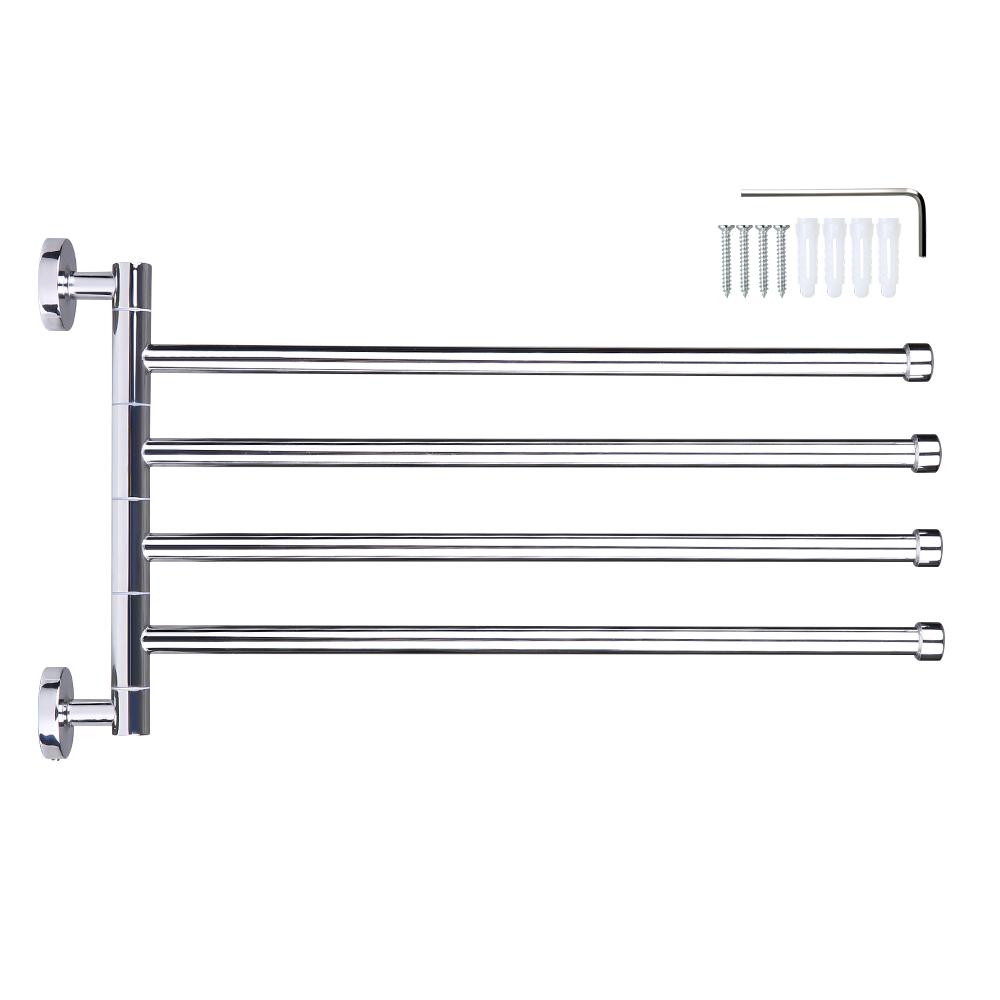 Giá treo khăn 4 thanh xoay 180 độ bằng thép khong gỉ, khá tiết kiệm diện tích