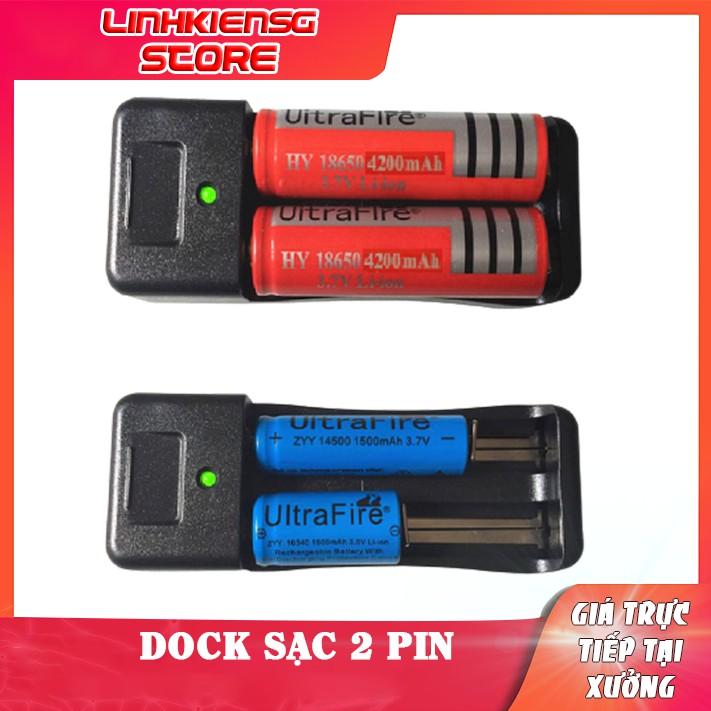 Đế Sạc Đôi Dùng Cho Pin Sạc Ultra Fire 3.7v 4.2v - Sạc Pin Các Loại Đèn Pin, Đèn Quạt Cầm Tay