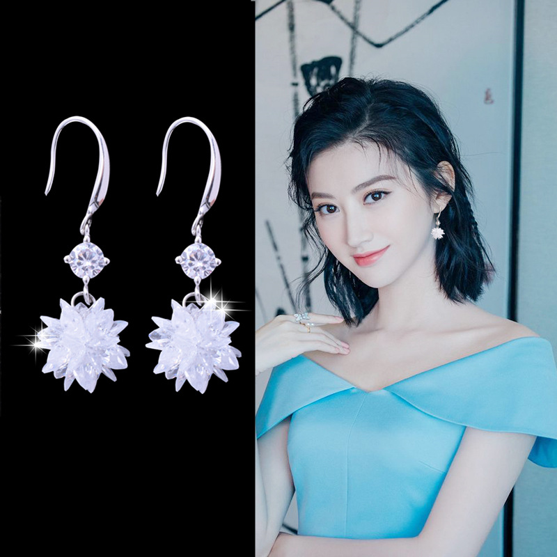 Bông tai hoa tai móc bông tuyết zircon sang trọng