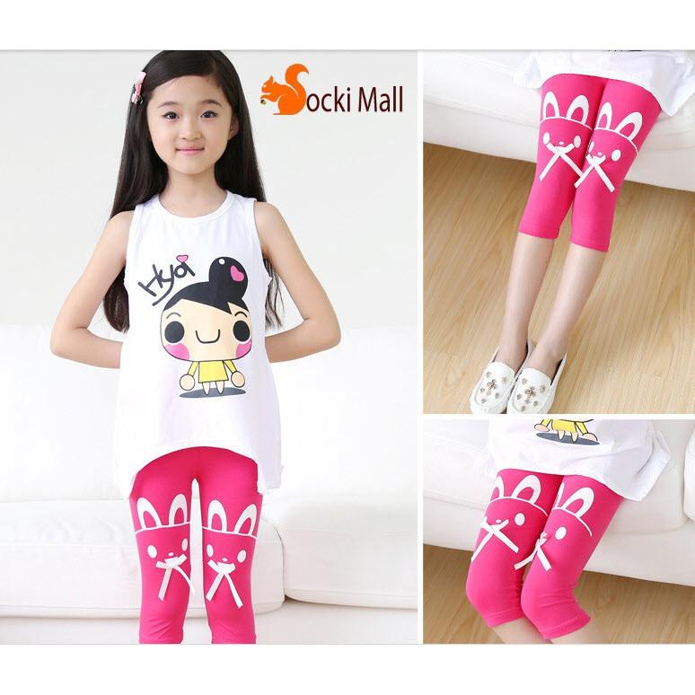 Bộ quần áo bé gái, quần ôm lửng, áo form xòe, chất cotton mềm mịn.