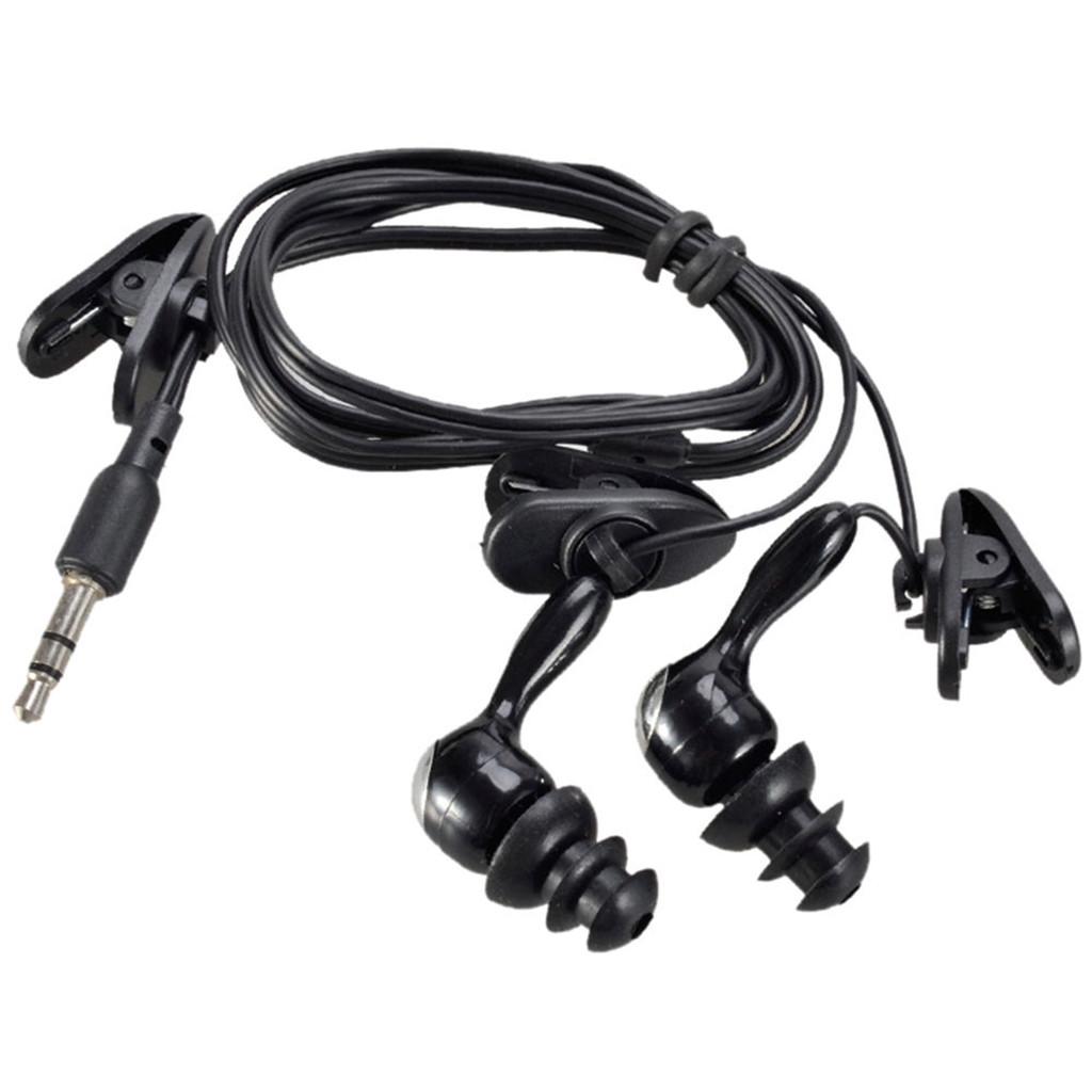 2X 3.5mm Waterproof Earphone Headphone Stereo Swimming for MP3 Radio iPod Black