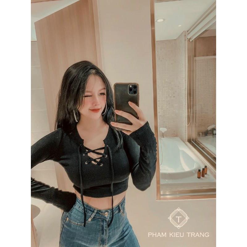 Áo kiểu borip đan dây