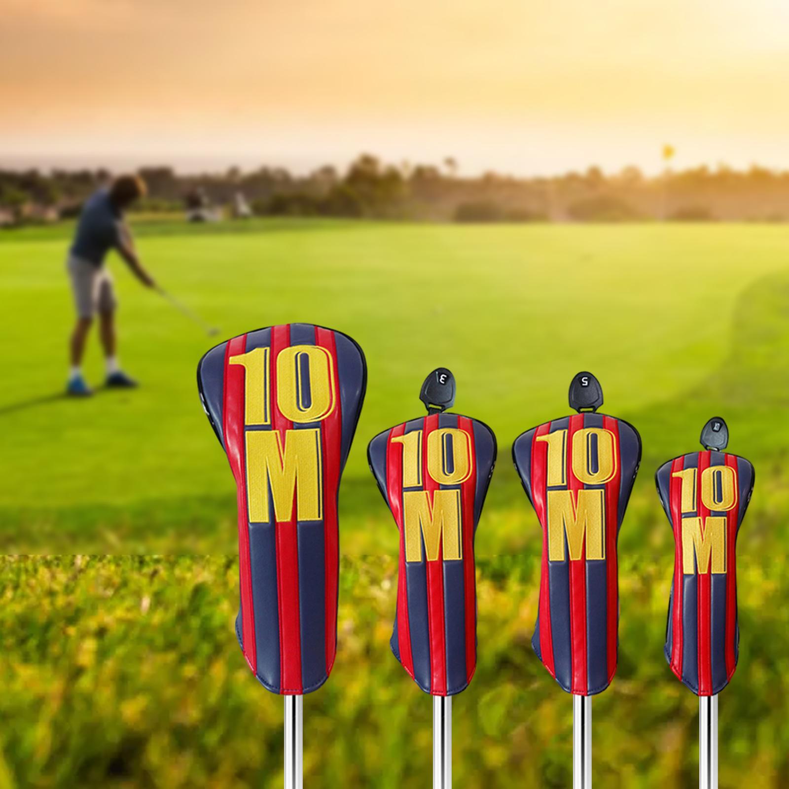 4x Golf Headcover Golf Driver Cover, Fairway Wood Cover, Hybrid Head Cover Leather Cover, Golf Club Cover for Driver and Woods
