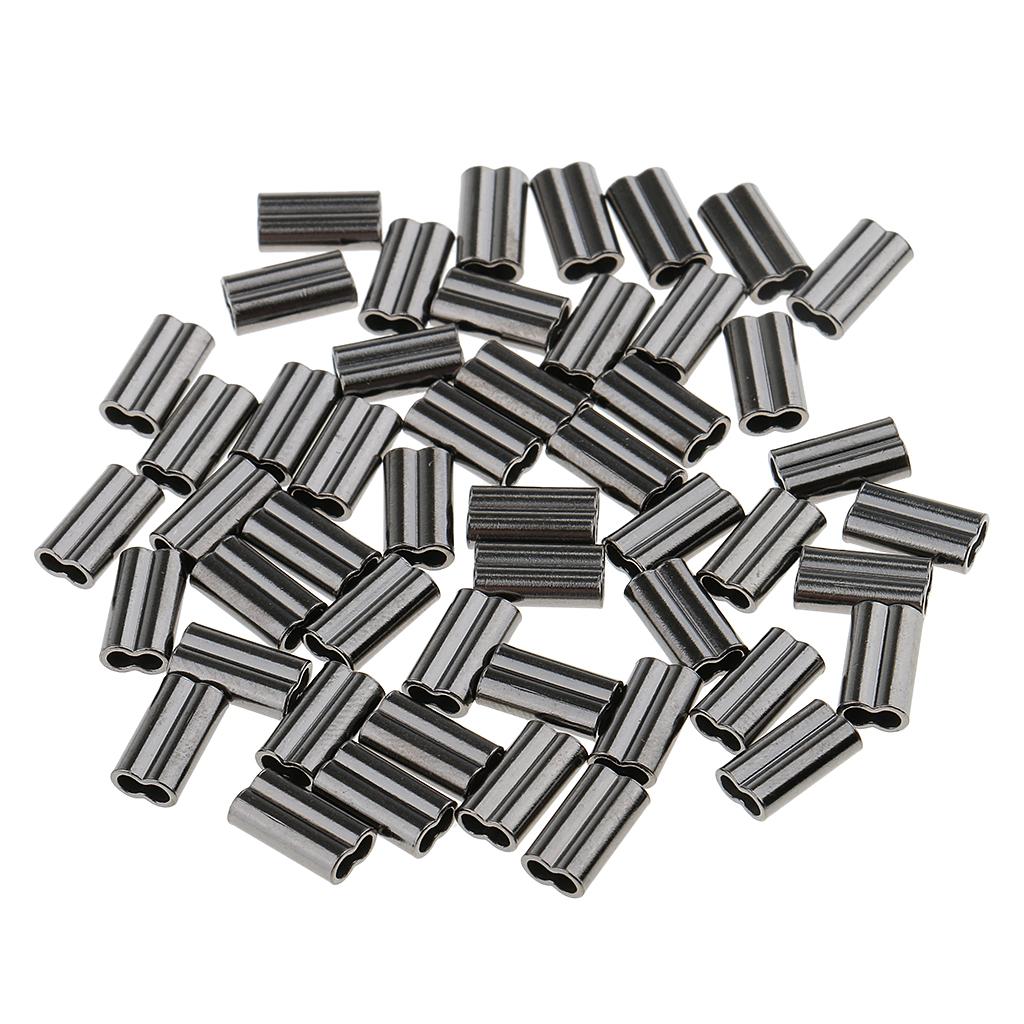 100x Double Fishing Tube Barrel Crimping Sleeves Tube Hooks Accessories