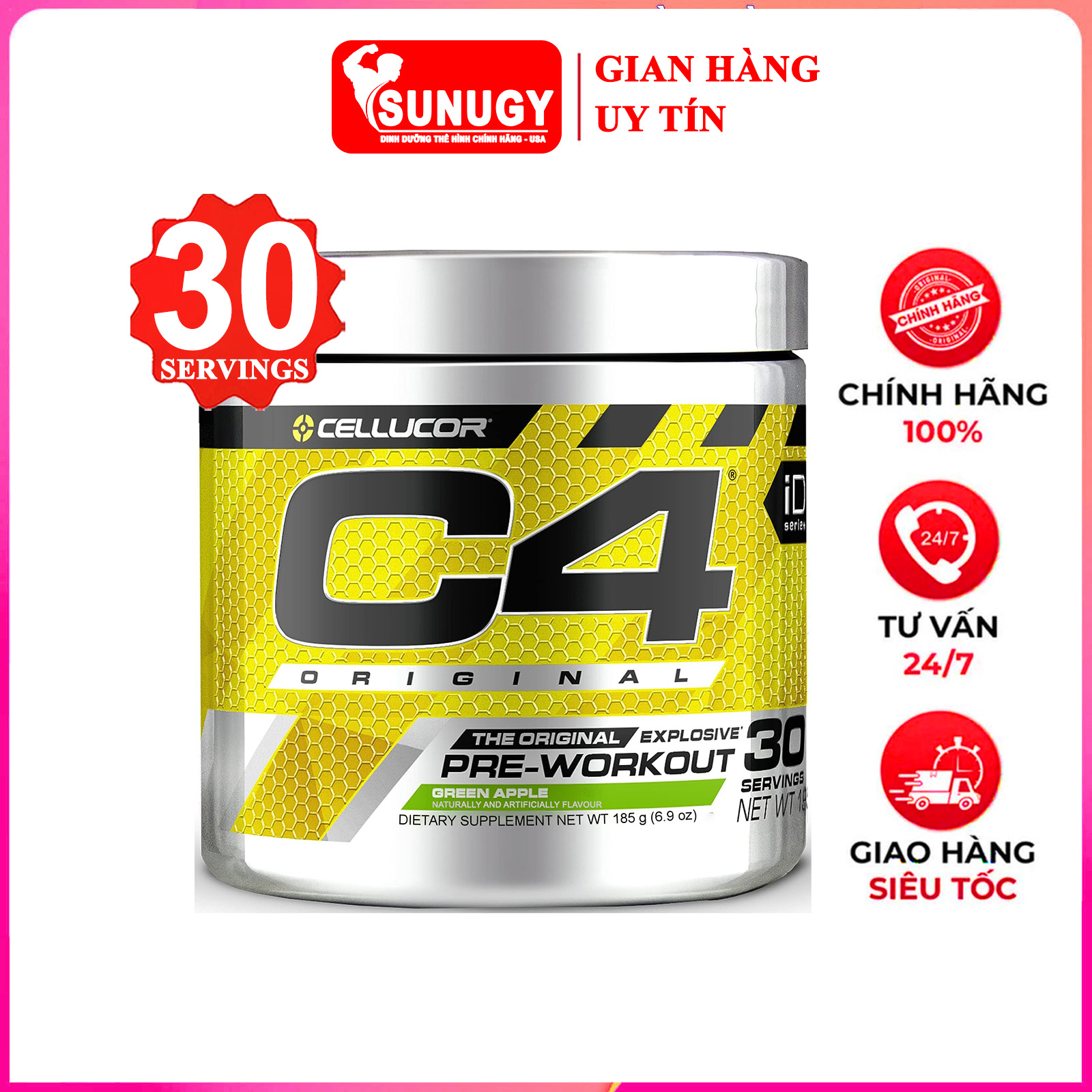  Pre-Workout siêu mạnh C4 Original của Cellucor hỗ trợ Tăng Sức Bền, Sức Mạnh đốt mỡ giảm cân