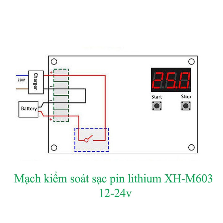 Modul Bảo Vệ Sạc Ắc Quy Tự Ngắt 12-24VDC MODEL XH-M603