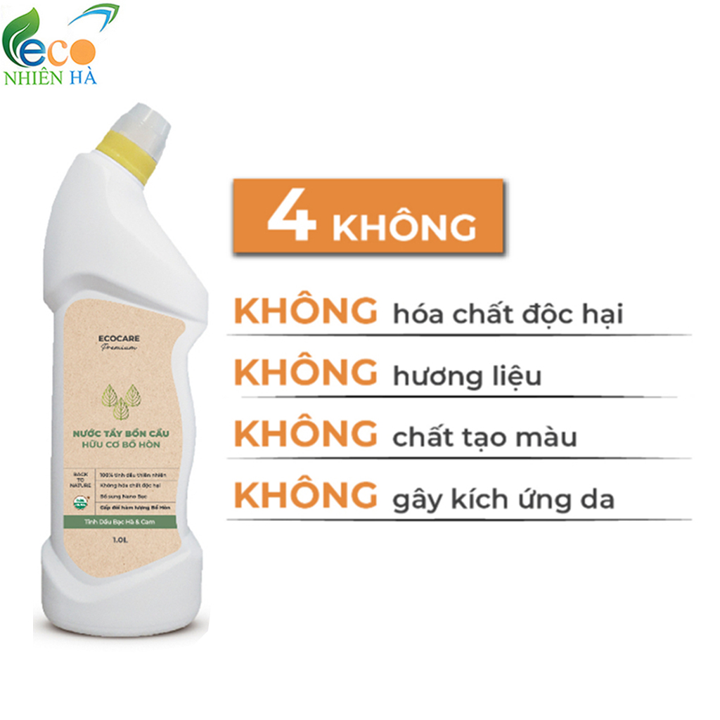 Nước tẩy bồn cầu ECOCARE PREMIUM 1L tinh dầu bạc hà cam tẩy rửa bồn cầu khử mùi hiệu quả