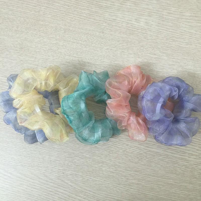 Dây buộc tóc Scrunchies bóng ánh kẻ size nhỏ EAFIT009