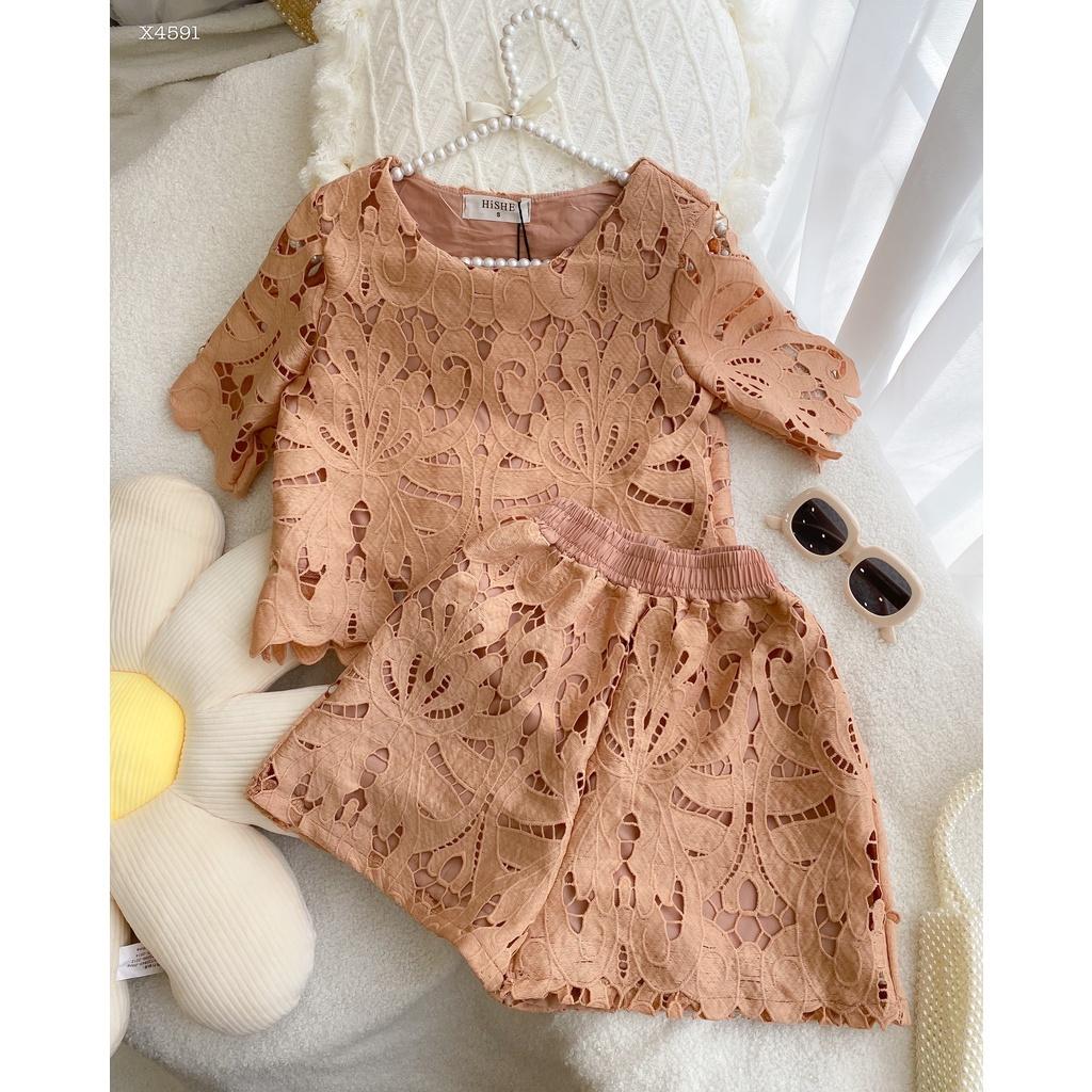 SET ÁO REN NỔI KÈM SHORT