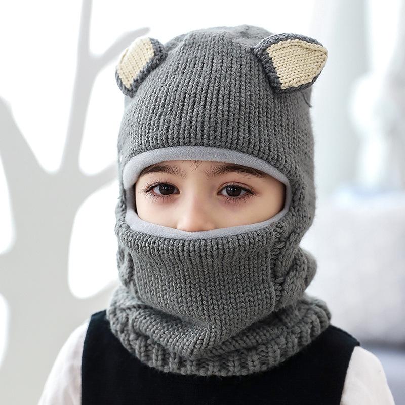 Nón cho bé Gái và Bé Trai Mùa Đông Ấm Pompom Nón Lót Nhung Mũ Tai Dễ Thương Nón cho Bé Bò Mũ Khăn trẻ em Nắp Chống Gió