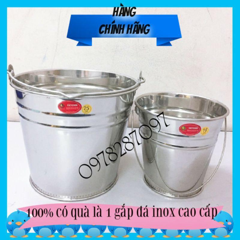 Xô inox 304 đủ cỡ 3, 5, 10, 15, 20 lít size 18, 20, 25, 27, 30 cm Xô đá ngâm bia rượu cao cấp