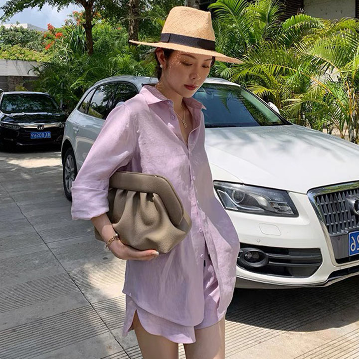 Áo sơ mi nữ công sở form rộng cổ đức ArcticHunter, chất vải linen thô Premium mềm mát sang trọng, thời trang thương hiệu chính hãng