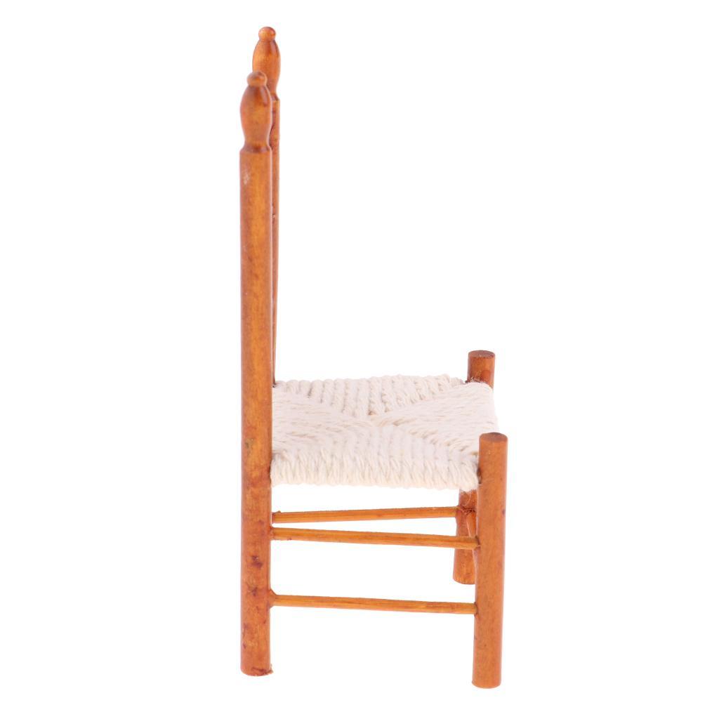 1/12 Miniature Furniture Wooden Chair For Dolls House Dining Room Accs