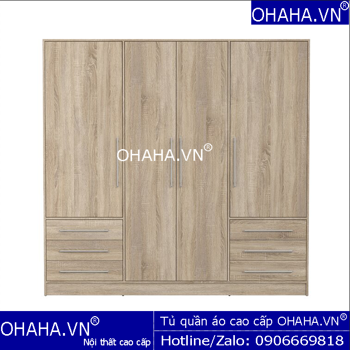 TỦ QUẦN ÁO GỖ CÔNG NGHIỆP CAO CẤP 4 CÁNH OHAHA - TQA054