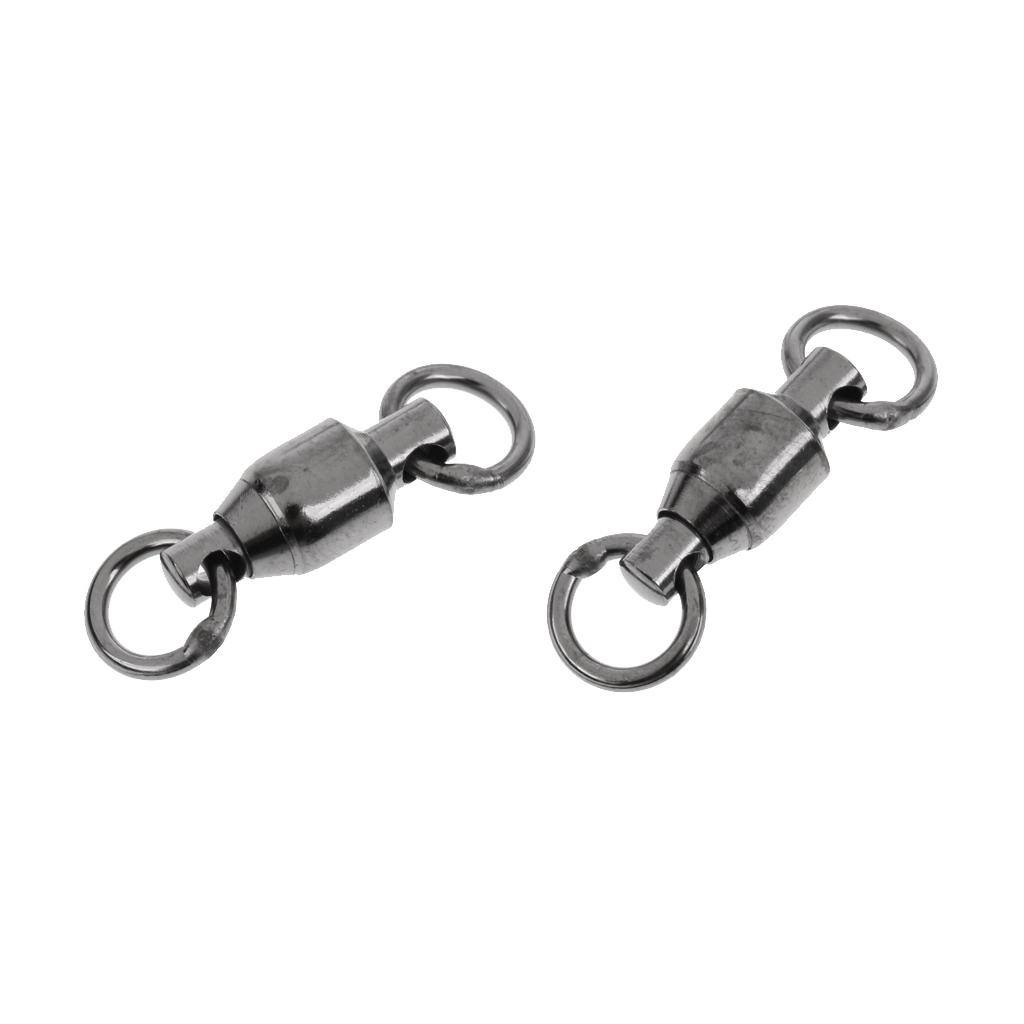 10pcs Heavy Duty Ball Bearing Swivel Solid Rings Fishing Swivels Black 4#