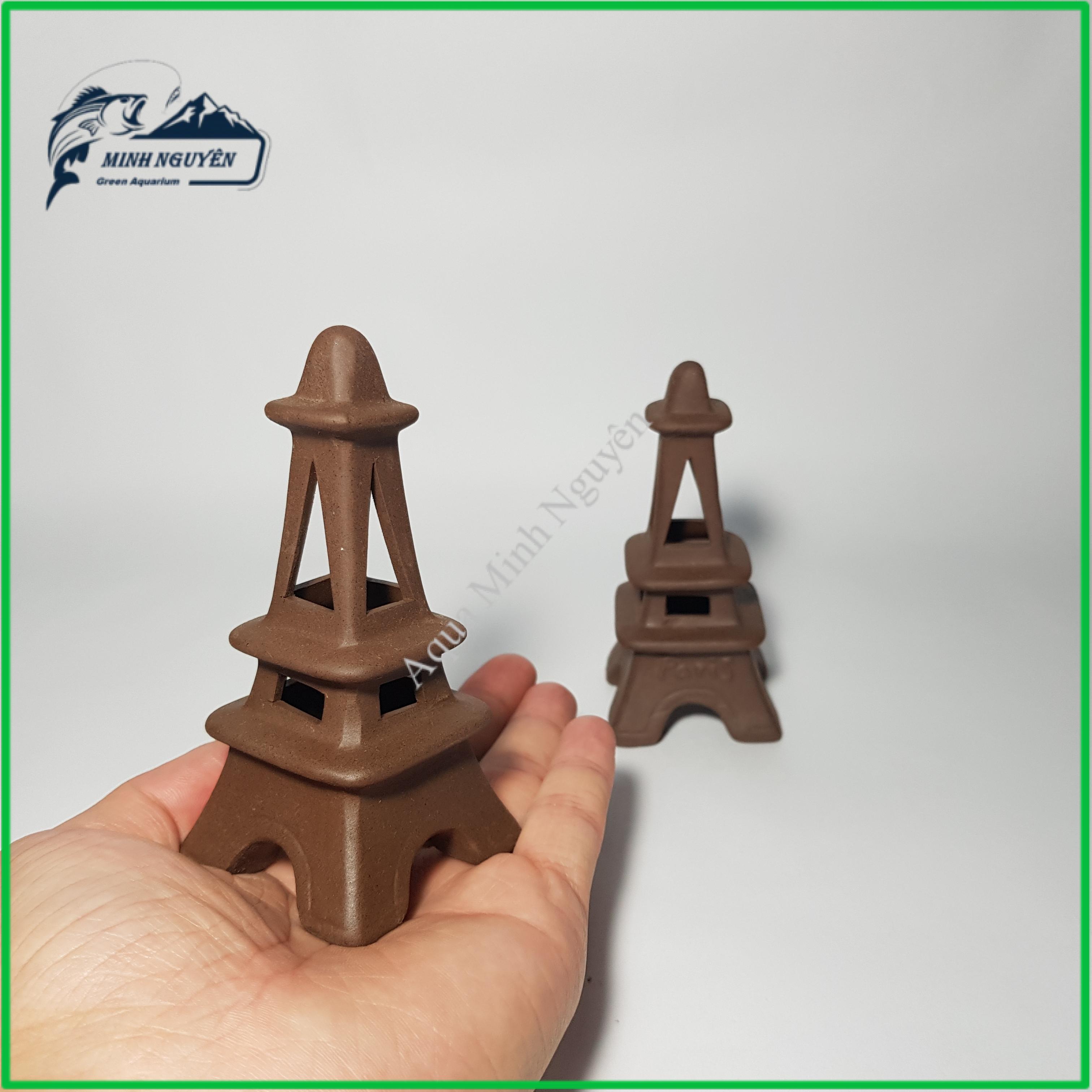 Hang Tép Tháp Eiffel - Đồ chơi tép Hang Tép bằng gốm trang trí bể tép cảnh cá cảnh thủy sinh cao cấp