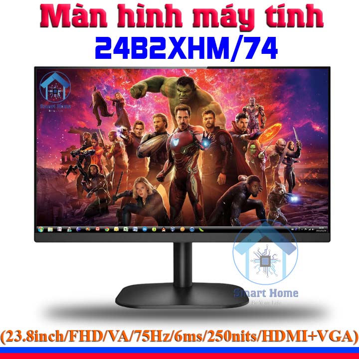 Màn Hình Máy Tính 24 Inch Full Viền AOC 24B2XHM/74 FHD 1920*1080 75HZ Cổng Kết Nối HDMI + VGA Tiện Dụng - Hàng Nhập Khẩu