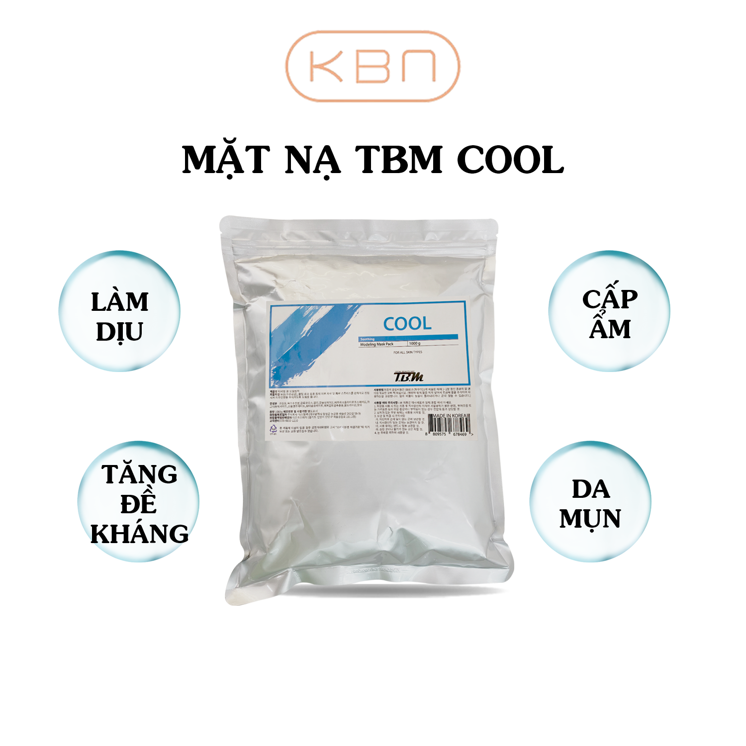 Bột Mặt Nạ Dẻo Cool TBM, Mặt Nạ Hàn Quốc Bạc Hà 1000g - Làm Mát, Làm Dịu, Dưỡng Da Cho Da Dầu, Mụn (Hàng Chính Hãng)