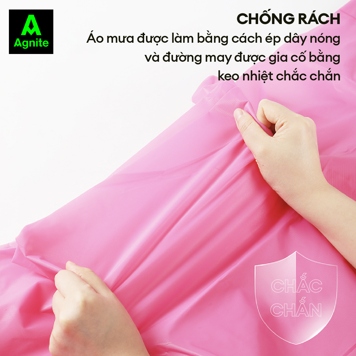 Áo mưa đơn trong suốt Agnite chất liệu EVA dày dặn chống thấm nước - nhiều màu - thiết kế thời trang - VS4071/VS4072